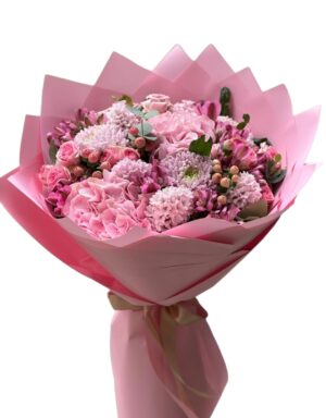 Pembe Masal Ortanca Buketi