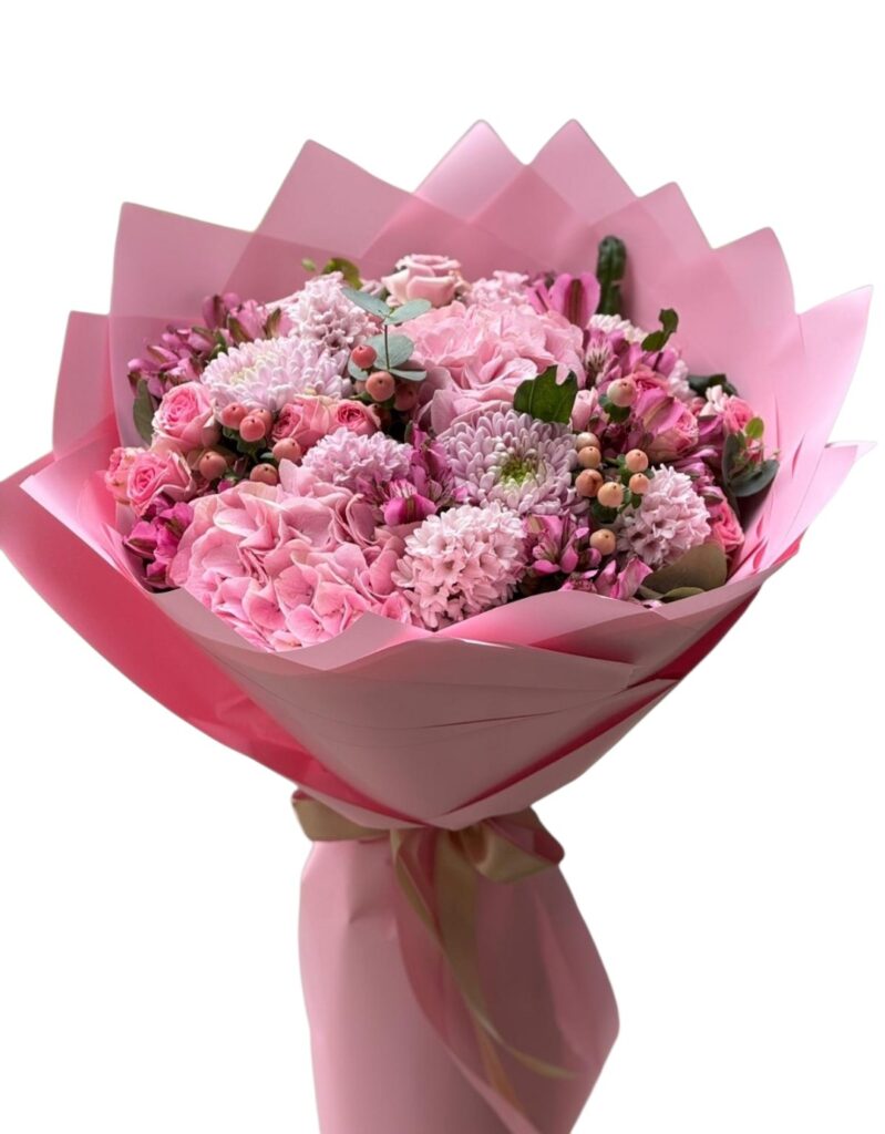 Pembe Masal Ortanca Buketi