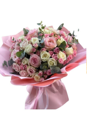 Açık pembe gül buketi