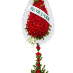 Kırmızı Gerbera ve Beyaz Gladiyo Görkemli Açılış Çelengi - 1